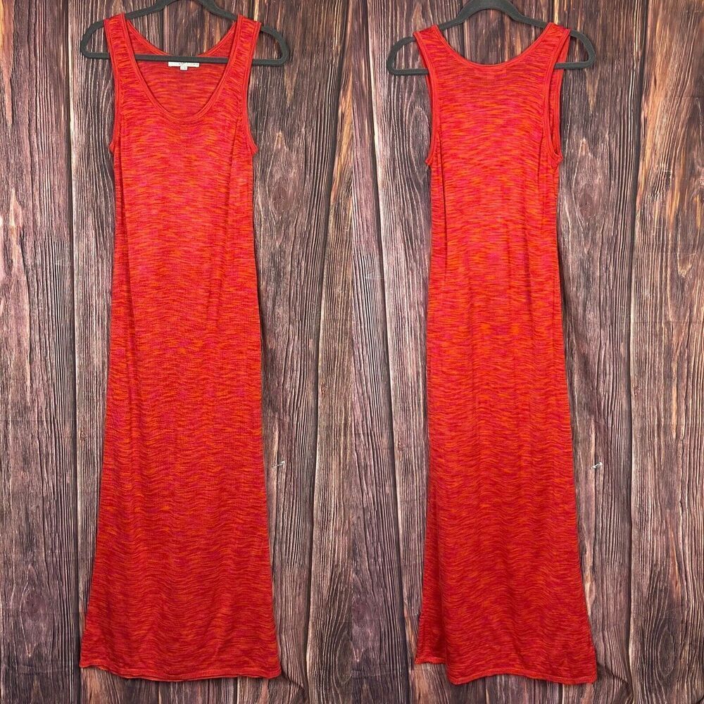LOFT Sweater Knit Maxi Dress Sleeveless Orange Red Size Large Petite LP